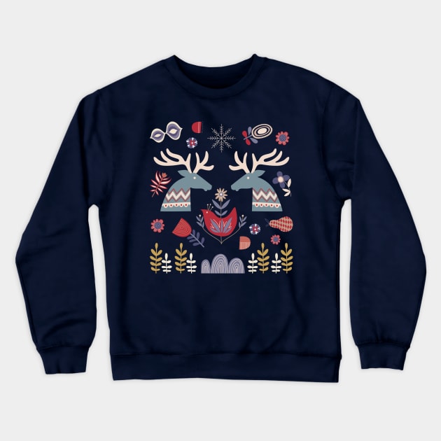 REINDEER AND FLOWERS Crewneck Sweatshirt by MagicDreams